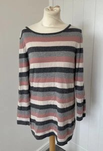 Womens Jaeger Pink Striped Jumper Size Large L - Picture 1 of 8