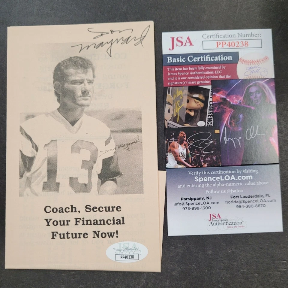 Don Maynard JSA Certified Signed Pamphlet NFL HOF New York Jets - Image 1 of 3