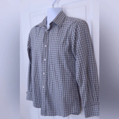 Dockers Men’s Plaid Dress Shirt Brown and Blue Size Small Cotton - Image 1 of 4
