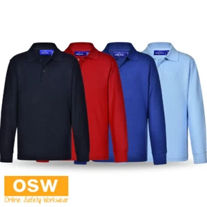 Kids Traditional Poly/cotton Pique Knit Long Sleeve Knitted Collar Polo PS12K - Picture 1 of 13