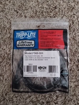 High Speed HDMI Cable 6 ft P568-006 Tripp-Lite Premium Quality - Image 1 of 2