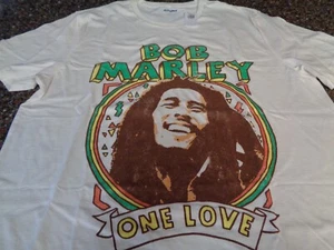 Old Navy Bob Marley One Love T-Shirt SS Adult Large Unisex Off White NWT - Picture 1 of 7