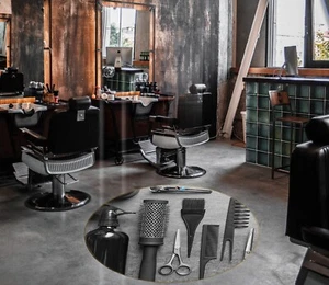 3D Classic Salon R243  Barber Shop Non Slip Rug Mat Round Elegant Carpet Panda - Picture 1 of 5