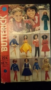 Patrón de paquete de ropa de muñeca Butterick 224 - Imagen 1 de 2