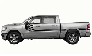 Stars And Stripes Graphic Decal For Dodge Ram 1500 Trunk Side Door Sticker Vinyl - Picture 1 of 5