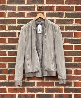 All Saints Mens KEMBLE Suede Bomber Jacket Small Biker Moto Leather 2 A221 - Image 1 of 4