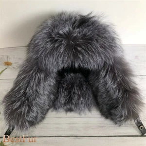 Sombrero de piel de zorro real para hombre ruso Ushanka aviador trampero cazador sombrero esquí oreja gorra - Imagen 1 de 7