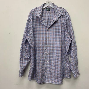 Lauren Ralph Lauren Hemd Herren 19 36/37 Tall Rot Blau Oxford Button Down Polo - Bild 1 von 10