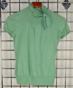 Vintage Top Size S/M 90s Banana Republic Green Soft Stretchy Shirt Neck Tie - Picture 1 of 10