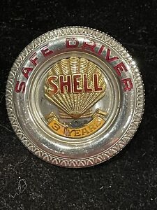 Vintage 1940’s SHELL OIL Employee Delivery Driver "3 Years" Hat Badge RARE!!