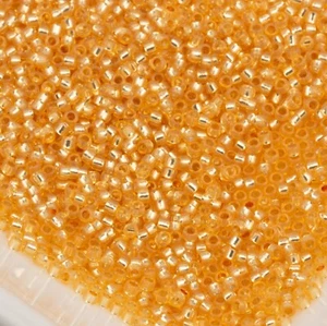 Toho Seed Beads 15/0 Peach Opal Silver Lined PermaFinish 10g #PF2110 10647277 - Picture 1 of 1