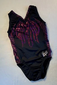 GK ELITE Gabrielle GYMNASTICS Leotard RING OF FIRE Gabby Douglas SEQUIN Bling CL - Picture 1 of 5