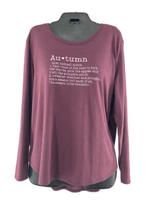 State of Mine - Eggplant "AUTUMN Graphic" Long Sleeve T-Shirt - Women's Size XXL - Picture 1 of 3
