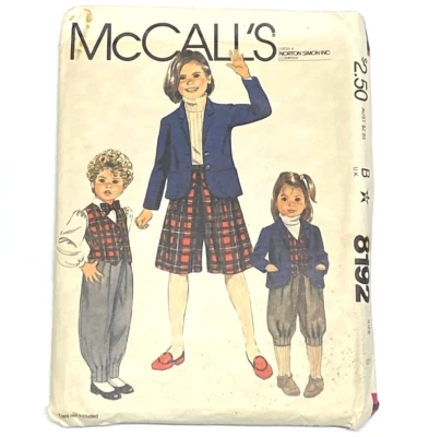 Vintage McCALL’S Sewing Pattern 8192 CHILD JACKET CULOTTES Size 6 Uncut FF - Image 1 of 4