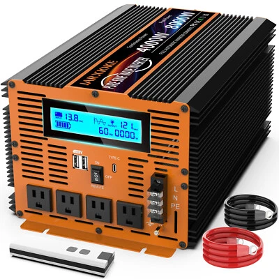 4000W 8000W Power Inverter Pure Sine Wave 12V dc to 110V 120V ac LED Caravan Rv - Image 1 of 4