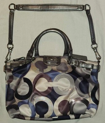 Coach Multicolor Signature Sequins Satin Madison Sophia Satchel Shoulder Purse - Image 1 of 4