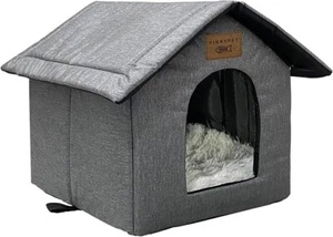 VinnyPet Grey Pet House Home Bed Cute W31 X D35 X H33cm & Cushion Waterproof Cat - Picture 1 of 2