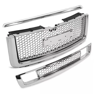 Upper Lower Grille Chrome Hood Molding For 2007-13 GMC Sierra 1500 Denali Pickup - Picture 1 of 12