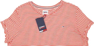 NEU! Tommy Jeans Damen T-Shirt weiß-rot gestreift Oversize Gr. XS- S - Bild 1 von 7