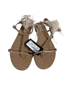 Aquazzura Damen-Sandale Schlangenprägung Leder Federn T-Riemen EUR 40/US 9,5-10 - Bild 1 von 7