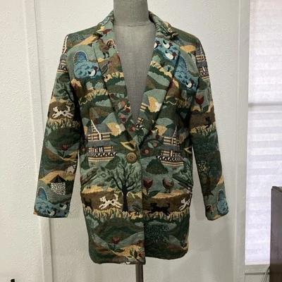 CHAQUETA BLAZER DE COLECCIÓN SHARON YOUNG TAPIZ COUNTRY LIVING GRANJA POLLOS TALLA S Foto 1 de 4