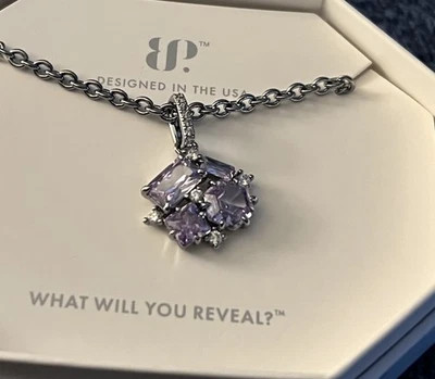 Bomb Party Necklace Lavender Topaz CZ Hematite Plating  - Image 1 of 2