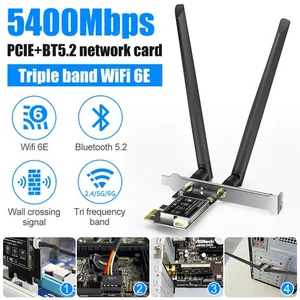 WiFi 6 Bluetooth-Compatible 5.2 PCI-E Adapter PC Dual Band 2.4G+5G Card Kit AU - Picture 1 of 14