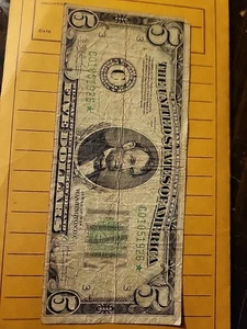 $5.00 1934 STAR CHICAGO GREEN SEAL FEDERAL RESERVE NOTE - Picture 1 of 6