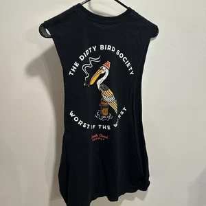 Death Coast Supply Dirty Bird Society Black Sleeveless Long Cut Muscle T-Shirt L - Picture 1 of 4