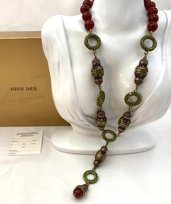 Collar de cuentas de cornalina sintética roja de colección HEIDI DAUS 20" de largo con cristales multicolores Foto 1 de 4
