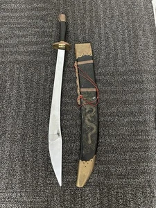 Vintage Chinese Dao Sword w/ Dragon Scabbard - Oxtail Saber Kung Fu Martial Arts - Picture 1 of 18