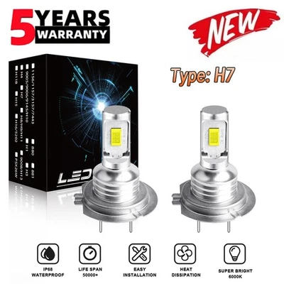2x H7 LED Headlight Globes Kit Lamp Car 6000K Bulbs High Low Beam White - image 1 of 4