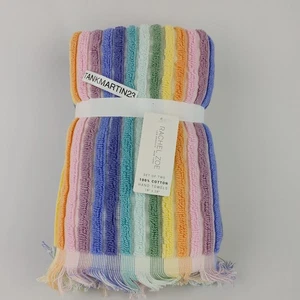 Handtücher 2er Set Rachel Zoe gestreift Regenbogen bunt - Bild 1 von 6