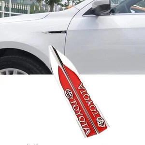 Fender Side Blades Set 5.8" Metal Badges for Toyota RAV4/ Camry 2-Pack (Red) - Picture 1 of 6