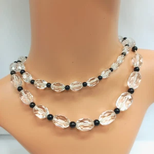 Collar hebra vintage multifacético de cristal y vidrio negro - Imagen 1 de 15