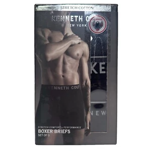 KENNETH COLE REACTION Boxer Briefs Men's M 3 Pack Cotton Stretch Black Gray - Picture 1 of 2