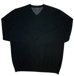 Garret Scott 100% Extra Fine Merino Wool Black Pullover Sweater Mens Size L - Picture 1 of 7