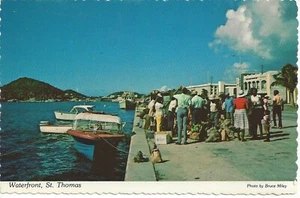 Charlotte Amalie Waterfront, St. Thomas, US Virgin Islands Unposted Postcard - Picture 1 of 2
