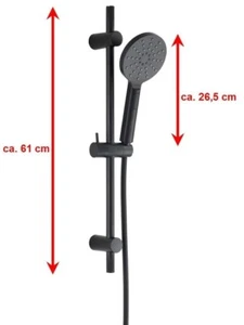 Duschset schwarz Brausegarnitur Bad Handbrause Schlauch und Duschstange im Set - Bild 1 von 2
