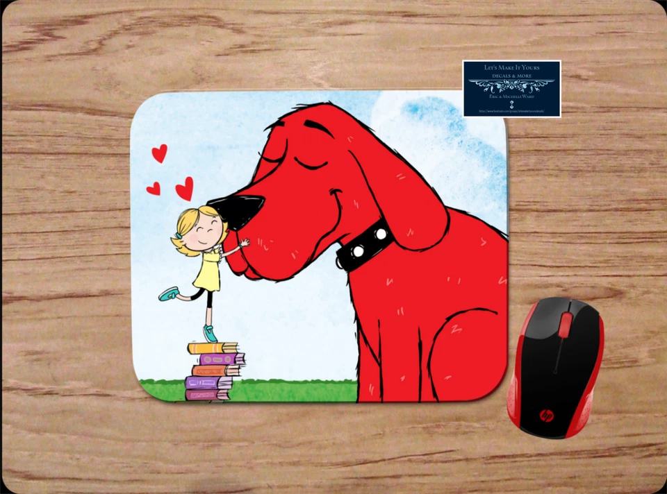 CLIFFORD BIG RED DOG & EMILY ELIZABETH CUSTOM NON-SLIP MOUSE PAD MAT HOME OFFICE - Image 1 of 1