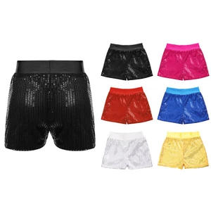 Girls Hot Pants Lined Costumes Sequin Shorts Breathable Dancing Sparkling Jazz - Picture 1 of 72