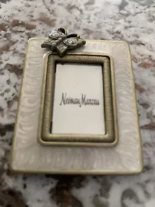 Jay Strongwater White Enamel Swarovski Crystal Mini Picture Frame Brooch - Picture 1 of 3