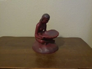 Vintage Van Briggle Pottery Mauve Color Indian Maiden with Shell - Picture 1 of 9