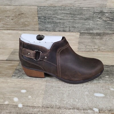 Clarks Charlten Grace Botines Mujer Talla 6.5 W Cuero Taupe Aceitoso Cremallera Lateral Foto 1 de 4