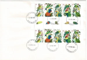 Stamp 2005 Australia Parrots birds strip of 5 gutter strip 10 FDC Dandenong - Picture 1 of 1
