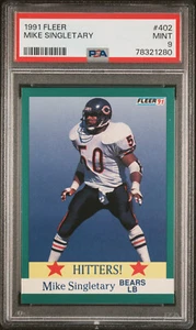 1991 Fleer Football Mike Singletary #402 Hitters PSA 9 Mint Chicago Bears NFL - Picture 1 of 3