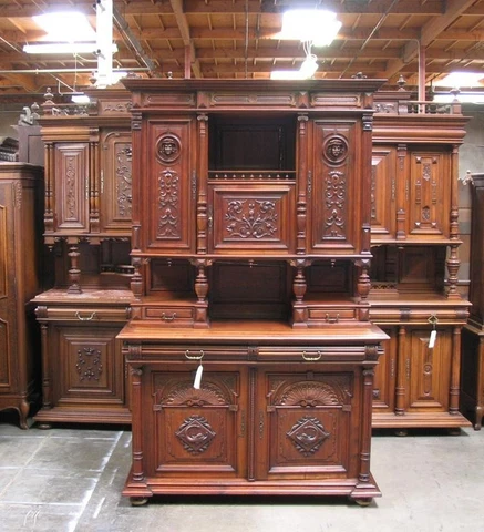 Antique Carved French Renaissance Henry II Buffet Sideboard Cabinet Cover