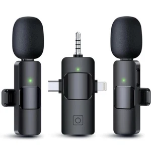 3-in-1 Wireless Microphone: Premium Lavalier Microphones iPhone, Android, Camera - Picture 1 of 8