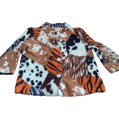 CHANEL Giacca vintage stampa animalier a righe maculate fatta a mano funky retrò groovy cappotto selvaggio