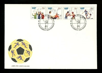 Postal History Thailand FDC #B66-B69 Sports nurse medical soccer boxing 1989 - Image 1 of 4